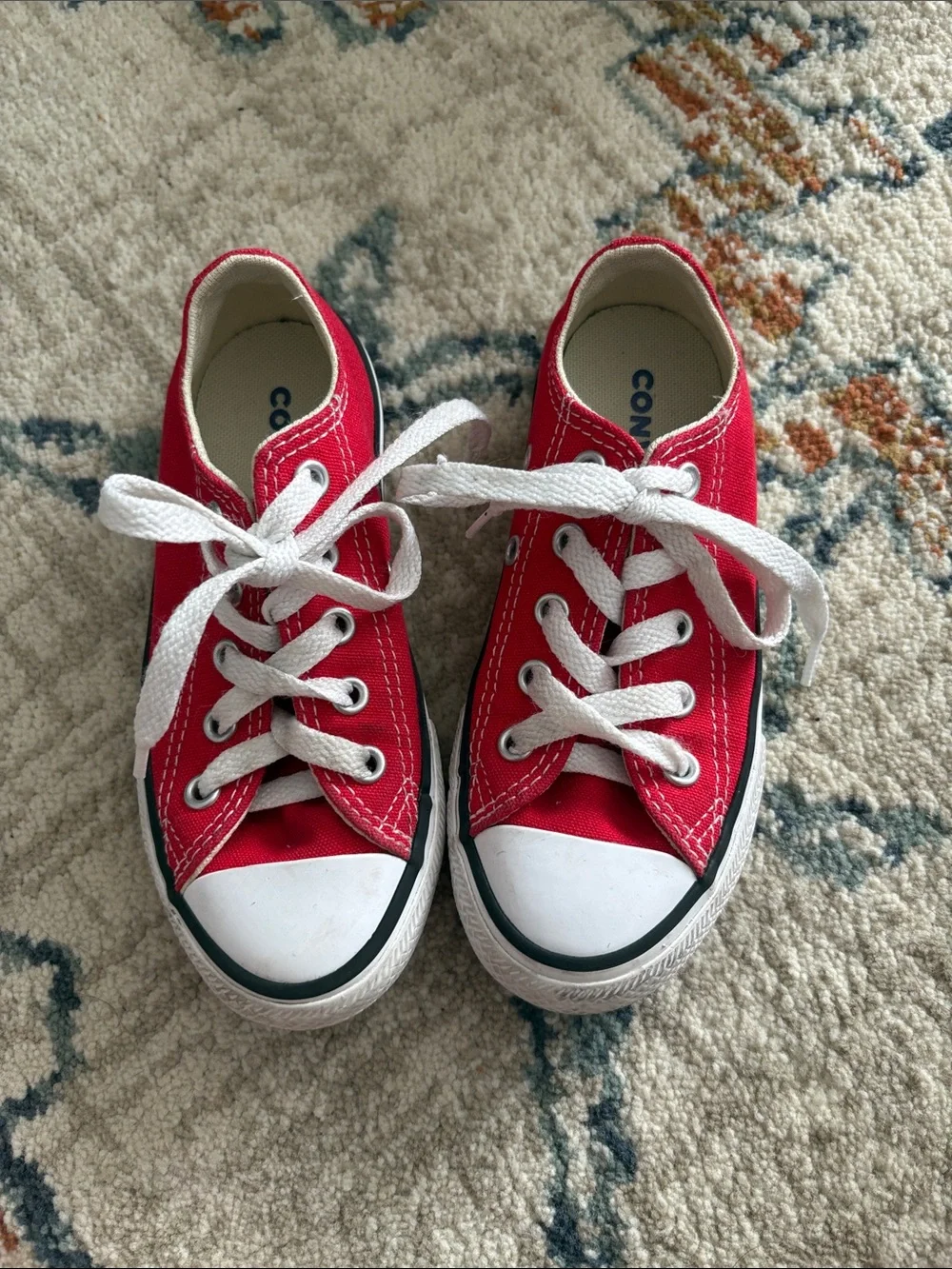 Converse Kids Red Low-Top Canvas Sneakers with White Laces